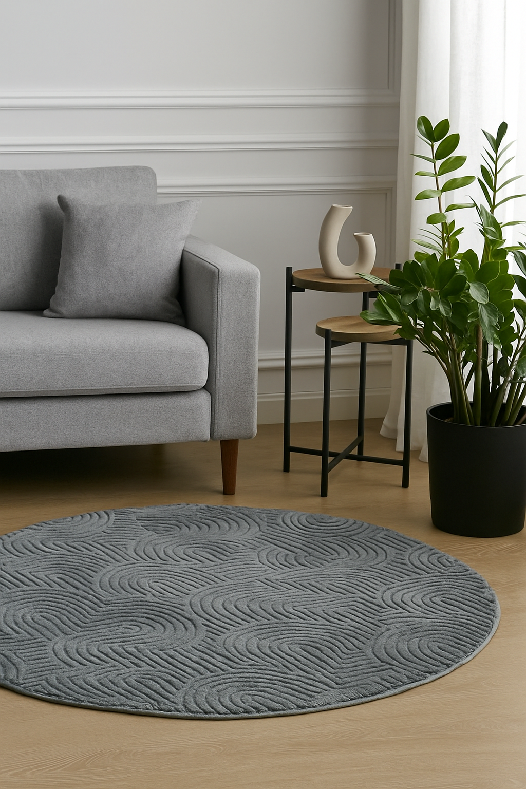 Vzorovaný okrúhly koberec 60*60 cm - sivý