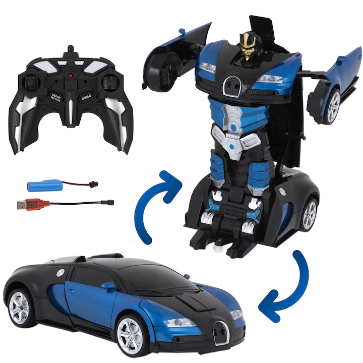 MODRE Auto Robot Transformujúci 2v1 na diaľkové ovládanie RC