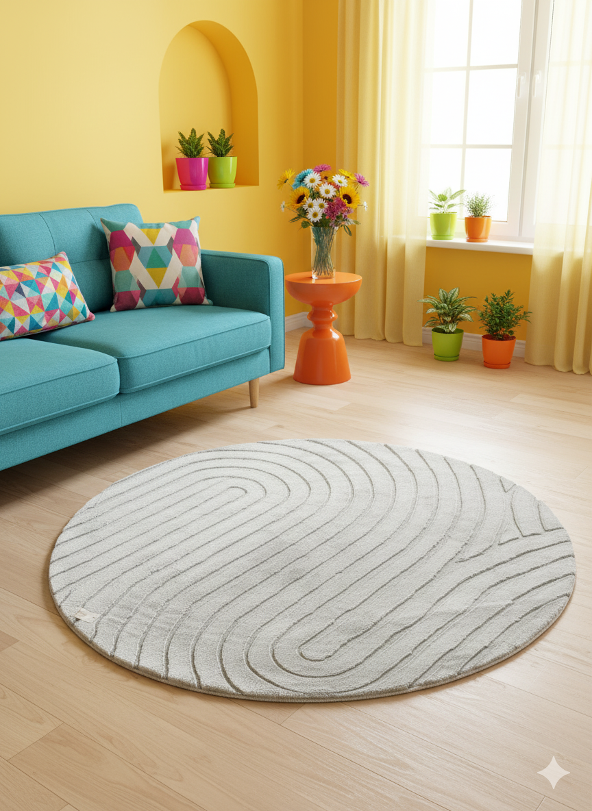 Vzorovaný okrúhly koberec 120*120 -Sivý